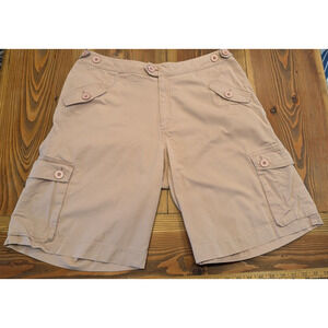 Garnet Hill Pink Shorts Women's 14 Bermuda Cargo Cotton